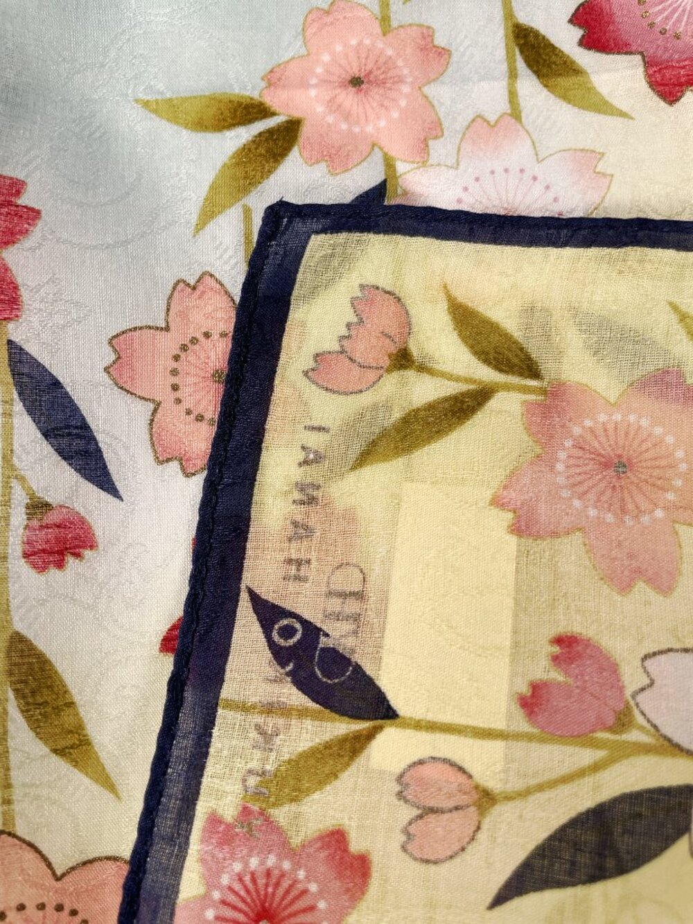 NWT Yukiko Hanai Cherry Blossom Cotton Scarf 19" x 19.5" - Picture 13 of 13